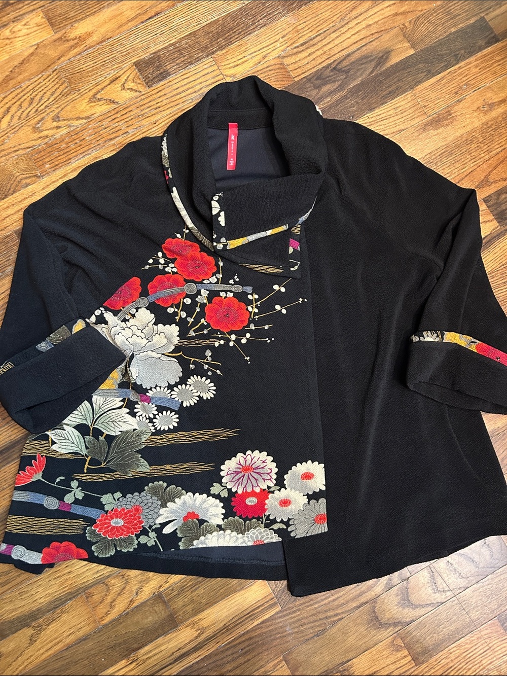 IC by Connie K Black Floral- Women's Cardigan Jacket